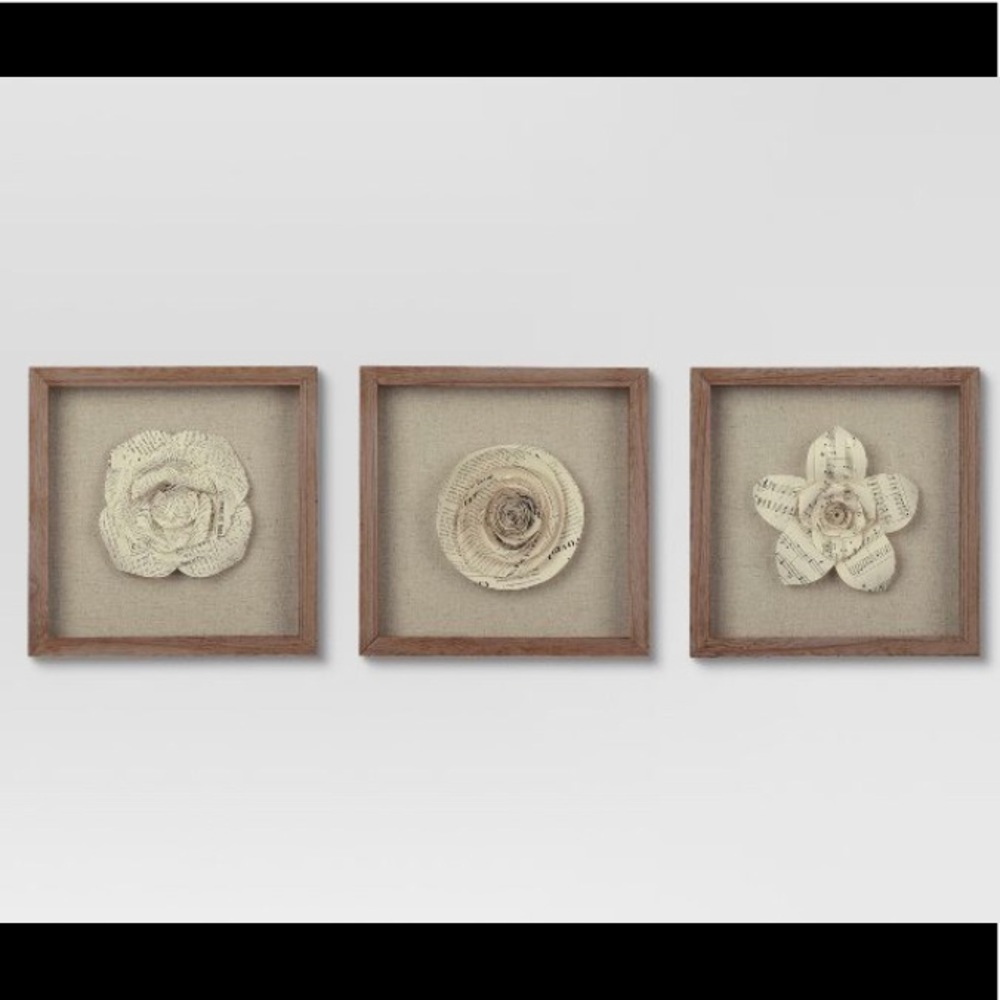 (Set of 3) 11"x11" Framed Paper Flower - Threshold